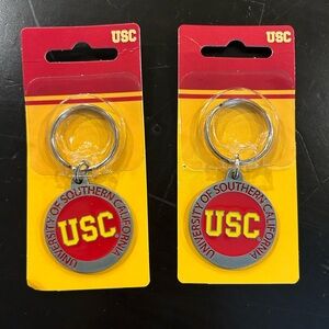 USC Keychains with Red and Silver Design